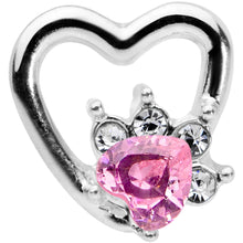 Load image into Gallery viewer, 16G 1/4 Pink Gem Rose Flower Hollow Heart Cartilage Tragus
