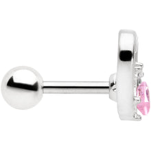 Load image into Gallery viewer, 16G 1/4 Pink Gem Rose Flower Hollow Heart Cartilage Tragus

