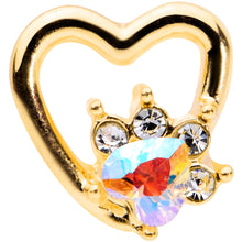 Load image into Gallery viewer, 16G 1/4 Aurora Gem Gold Tone Hollow Heart Cartilage Tragus
