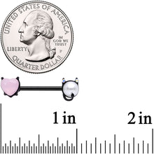 Load image into Gallery viewer, 14G 9/16 Pink Gem Black Devil Heart Love Barbell Nipple Ring Set
