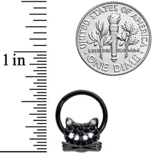 Load image into Gallery viewer, 16G 3/8 Black Aurora Gem Black Cat Hinged Segment Ring
