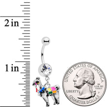 Load image into Gallery viewer, Clear CZ Gem Colorful Drama Llama Dangle Belly Ring
