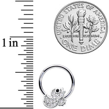 Load image into Gallery viewer, 16G 5/16 Clear Black CZ Gem Ducky Hinged Segment Ring
