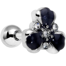 Load image into Gallery viewer, 16G 1/4 Clear Black Gem Abstract Flower Cartilage Tragus Earring
