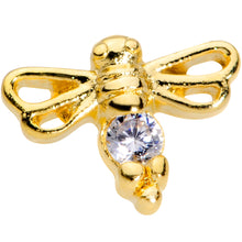 Load image into Gallery viewer, 18G 7mm Clear CZ Gem Gold Tone Dragonfly L Shaped Nose Ring
