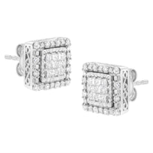 Load image into Gallery viewer, 10K White Gold 1/2 cttw Invisible Set Princess-Cut Diamond Square Stud Earring (I-J Color, I1-I2 Clarity)
