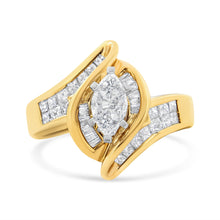 Load image into Gallery viewer, 14K Yellow Gold Princess, Baguette, and Pie cut Diamond Marquise Shaped Ring (1 1/4 Cttw, G-H Color, SI1-SI2 Clarity) - Size 5-1/2
