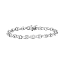 Load image into Gallery viewer, .925 Sterling Silver 1/10 Cttw Miracle-Set Diamond Pear Shape and Bezel Link Bracelet (I-J Color, I3 Clarity) - 7.25"

