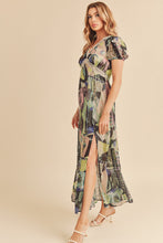 Load image into Gallery viewer, Lace Detail Slit Geometric Print Short Sleeve Maxi Comfortable Dress For Women, Elegant Lace, Alluring Slit, Sophisticated Geometric Print for Casual &amp; Dressy Occasions
