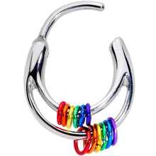 Load image into Gallery viewer, 16G 3/8 Double Rainbow Gay Pride Septum Clicker
