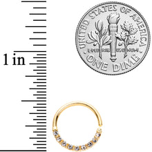 Load image into Gallery viewer, 16G 3/8 Clear Gem Gold Tone Simple Elegance Seamless Circular Ring
