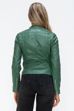 Load image into Gallery viewer, Women Classic Snobbish Faux Leather Zip-Up Drawstring Hooded Jacket Edgy &amp; Casual PU Leather Jacket For Streetwear
