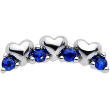 Load image into Gallery viewer, 16G 1/4 Blue CZ Gem Tiny Hearts Cartilage Tragus Earring
