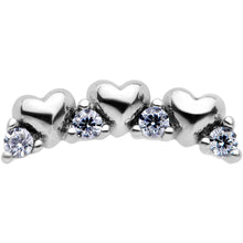 Load image into Gallery viewer, 16G 1/4 Clear CZ Gem Tiny Hearts Cartilage Tragus Earring
