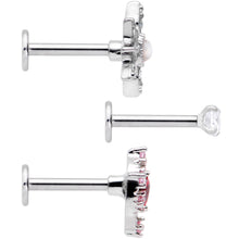 Load image into Gallery viewer, 16G 5/16 White Faux Opal Moon Star Labret Monroe Tragus Set of 3
