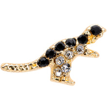 Load image into Gallery viewer, 16G 5/16 Clear Black Gem Gold Tone Dinosaur Labret Monroe Tragus
