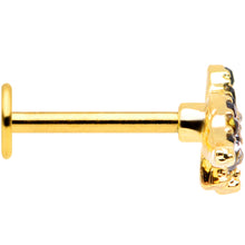 Load image into Gallery viewer, 16G 5/16 Clear Black Gem Gold Tone Dinosaur Labret Monroe Tragus
