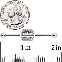 Load image into Gallery viewer, 14G Clear CZ Gem Scary Monster Fangs Industrial Barbell 38mm
