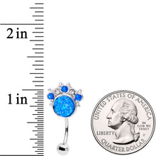Load image into Gallery viewer, Blue Faux Opal Clear Gem Circle Serenade Reversible Belly Ring
