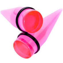 Load image into Gallery viewer, Lightweight Translucent Pink Acrylic Straight Taper Set 14mm to 20mm
