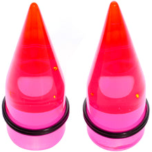 Load image into Gallery viewer, Lightweight Translucent Pink Acrylic Straight Taper Set 14mm to 20mm
