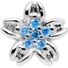 Load image into Gallery viewer, 16G 1/4 Aqua Gem Center Flower Cartilage Tragus Earring
