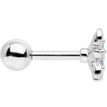 Load image into Gallery viewer, 16G 1/4 Aqua Gem Center Flower Cartilage Tragus Earring
