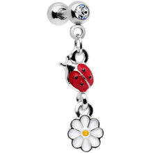 Load image into Gallery viewer, 16G 1/4 Clear Gem Ladybug Dangle Cartilage Tragus
