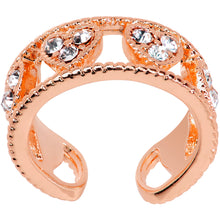 Load image into Gallery viewer, Clear Gem Rose Gold Tone Ring of Hearts Non Pierced Ear Cuff
