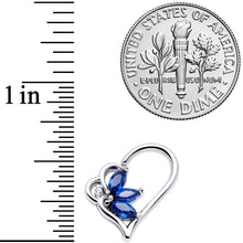 Load image into Gallery viewer, 16G 3/8 Blue Gem Half Heart Right Ear Closure Ring
