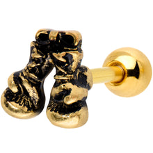 Load image into Gallery viewer, 16G 1/4 Gold Tone Boxing Gloves Cartilage Tragus Earring
