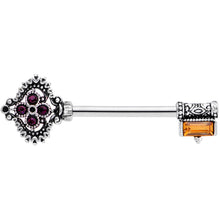 Load image into Gallery viewer, 14G 9/16  Red Brown Gem Kings Key Barbell Nipple Ring Set
