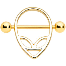 Load image into Gallery viewer, 14G 9/16 Gold Tone UFO Alien Nipple Shield Set
