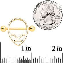 Load image into Gallery viewer, 14G 9/16 Gold Tone UFO Alien Nipple Shield Set
