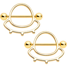 Load image into Gallery viewer, 14G 9/16 Gold Tone Outer Space UFO Nipple Shield Set
