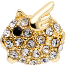 Load image into Gallery viewer, 16G 5/16 Clear Black Gem Gold Tone Flying Pig Labret Tragus
