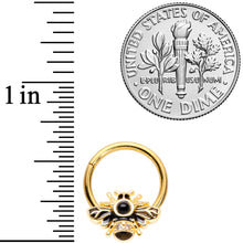 Load image into Gallery viewer, 16G 3/8 Clear Gem Gold Tone Insect Bee Hinged Segment Ring
