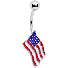 Load image into Gallery viewer, Red White Blue USA American Flag Patriotic Belly Ring
