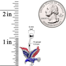 Load image into Gallery viewer, Clear Gem Red Blue Patriotic USA Eagle Belly Ring

