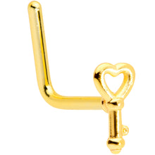 Load image into Gallery viewer, 22G 5/16 Gold Tone Key to Your Heart L Shaped Nose Ring
