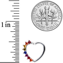 Load image into Gallery viewer, 16G 5/16 Rainbow Gem Pride Heart Right Ear Closure Ring
