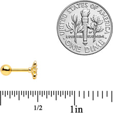 Load image into Gallery viewer, 16G 1/4 Clear Gem Center Gold Tone Flower Cartilage Tragus
