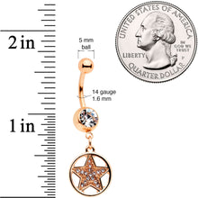 Load image into Gallery viewer, Clear Gem Rose Gold Tone Magic Moon Star Dangle Belly Ring Set of 2
