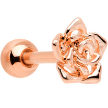 Load image into Gallery viewer, 16G 1/4 Rose Gold Tone Rose Flower Cartilage Tragus Earring
