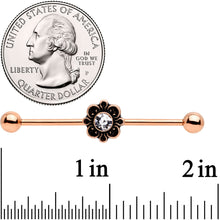 Load image into Gallery viewer, 14G Clear Gem Rose Gold Tone Flower Industrial Barbell 38mm
