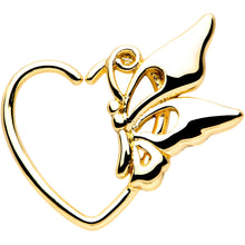 Load image into Gallery viewer, 18G 3/8 Gold Tone Butterfly Heart Left Ear Closure Ring

