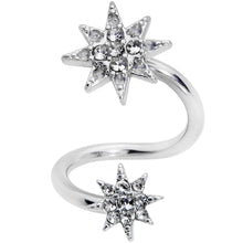 Load image into Gallery viewer, 14G 3/8 Clear Gem Double Eight Pointed Star Twister Belly Ring

