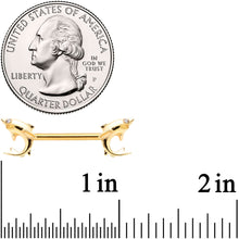 Load image into Gallery viewer, 14G 9/16 Clear Gem Gold Tone Toothy Shark Barbell Nipple Ring Set
