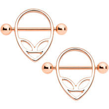 Load image into Gallery viewer, 14G 9/16 Rose Gold Tone UFO Alien Nipple Shield Set
