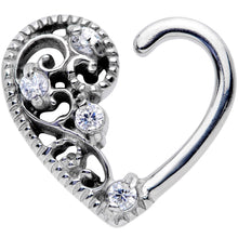 Load image into Gallery viewer, 16G 3/8 Clear CZ Gem Art Deco Right Heart Closure Ring
